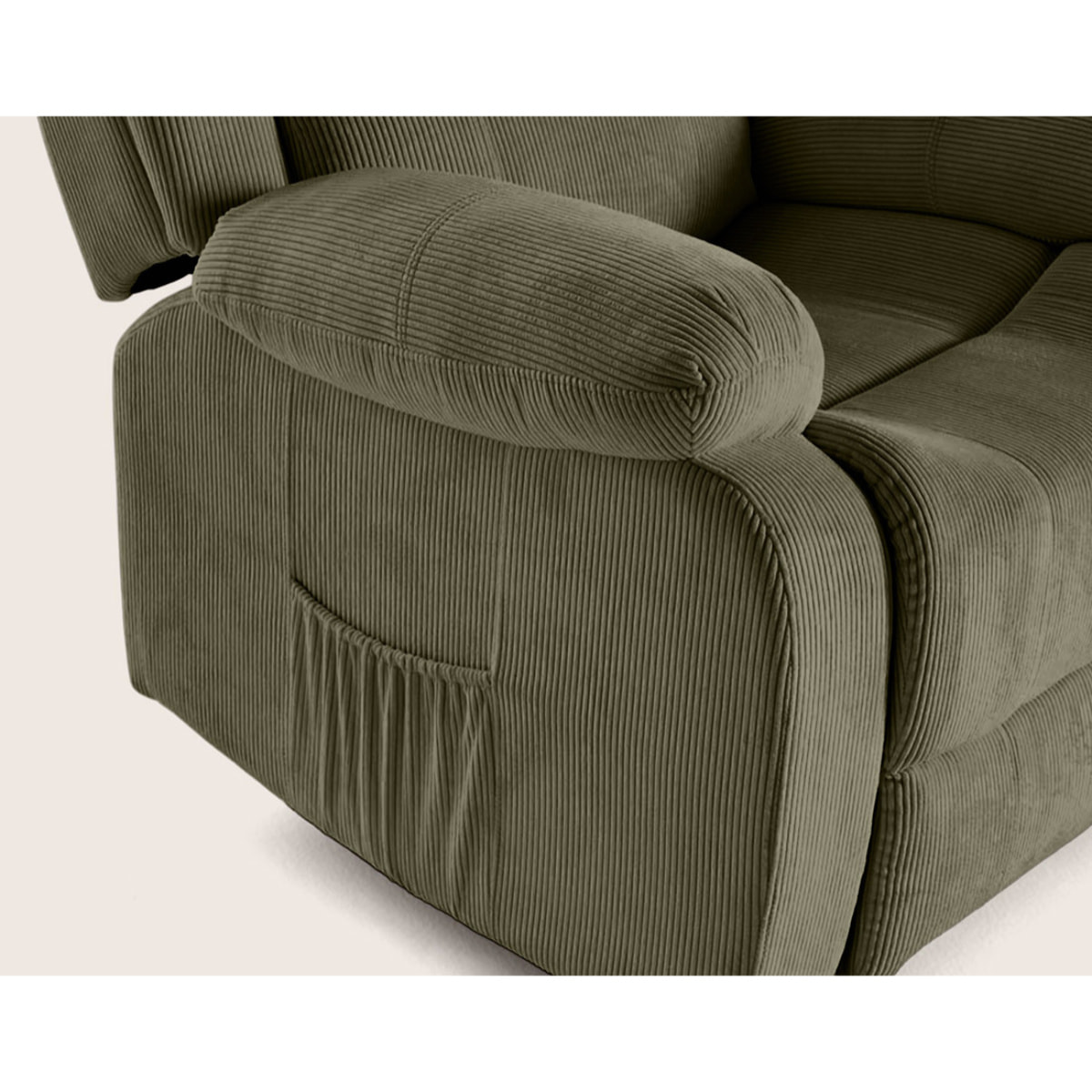 Armand - fauteuil relax électrique en velours côtelé - Vert