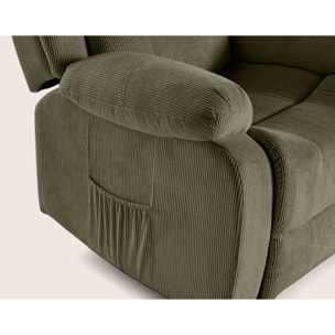 Armand - fauteuil relax électrique en velours côtelé - Vert