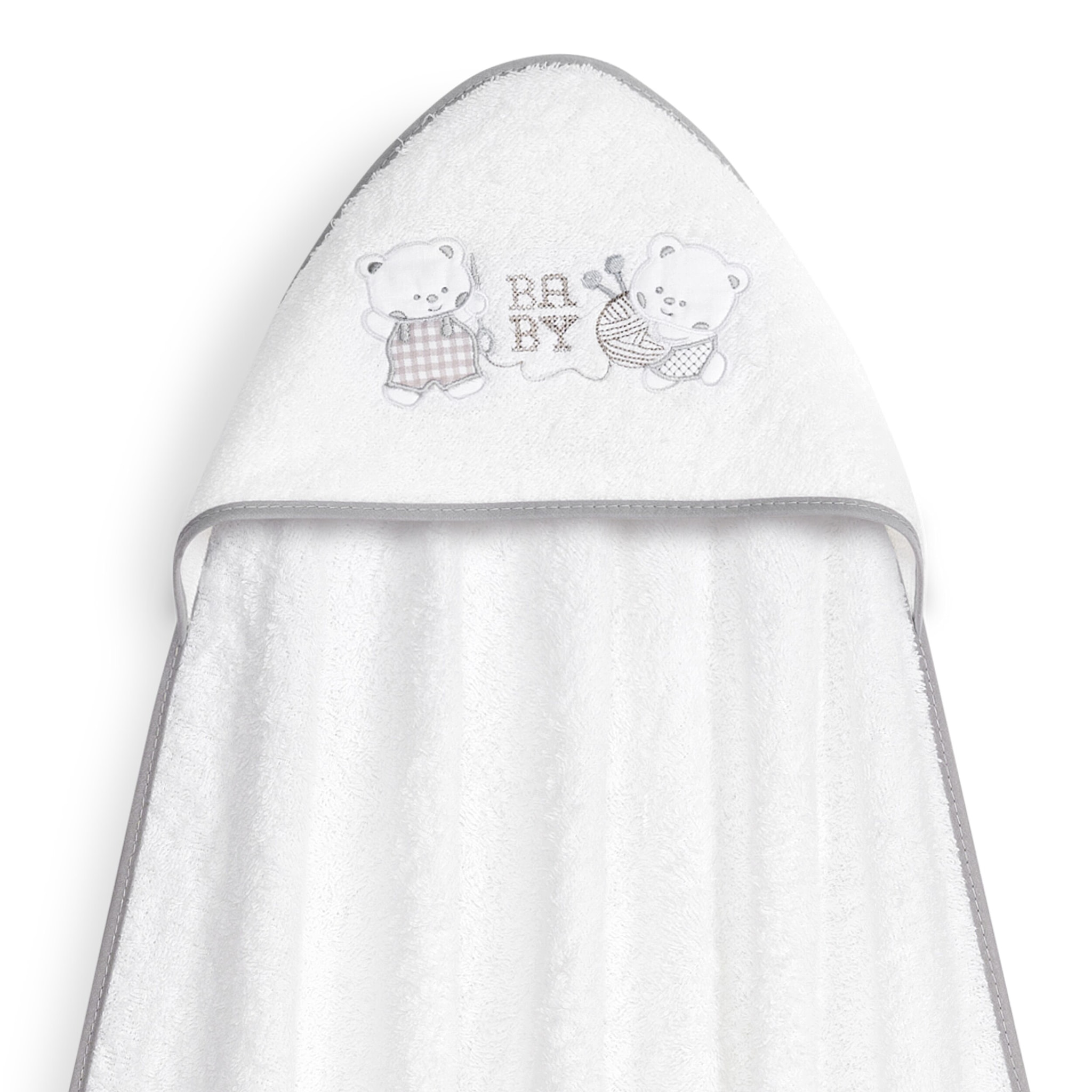 Capa Baño 1X1 Mod Ositos Baby Juguetones + Gorro Bco/Gris