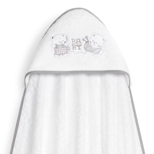 Capa Baño 1X1 Mod Ositos Baby Juguetones + Gorro Bco/Gris