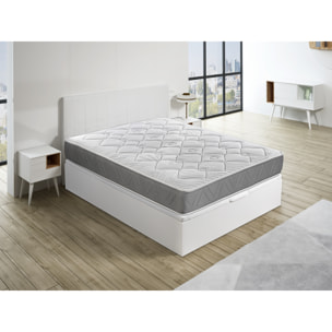 Pack Descanso Ceramic Royal Sleep, Colchón Viscoelástico + Canapé Abatible Gran Capacidad, Blanco Madera, Montaje y Retirada de Usado Incluido