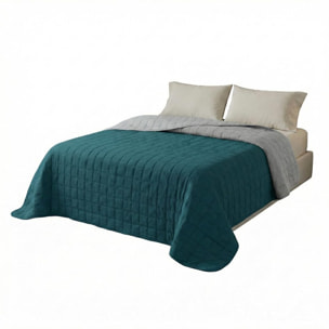 INTRECCI Copriletto Una Piazza E Mezza Estivo, Trapunta Estiva, 210x260 cm, Coperta Estiva, anche Primaverile, Double Face, Moderna, Leggera, Elegante. Colore: Petrolio/Grigio