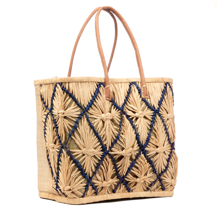 Vigonovo bolso shopper mujer. Fabricado en rafia y paja, con asas de cuero.