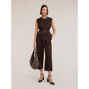 Motivi - Gilet sahariana misto lino lyocell - Marrone