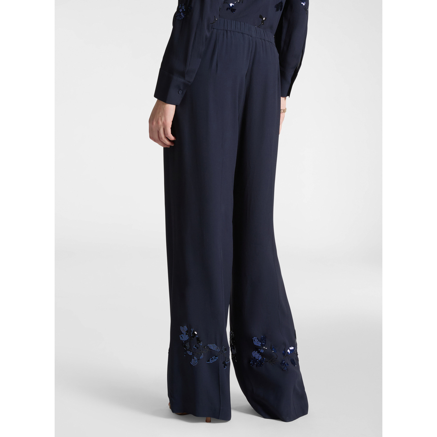 Elena Mirò - Pantaloni ricamati - Blu
