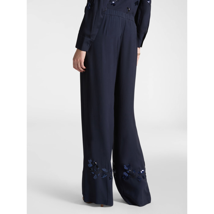 Elena Mirò - Pantaloni ricamati - Blu