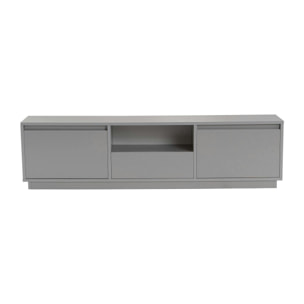 Meuble TV avec rangement - gris effet laque MARFA