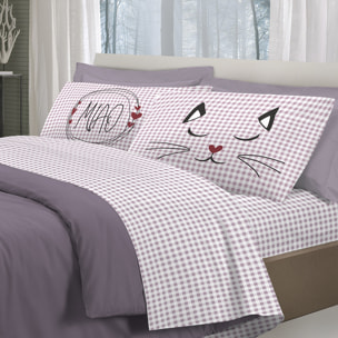 Completo letto miao rosa 100% cotone