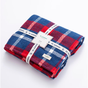 Manta de punto 140x190cm 340gr hilo teñido diseño a cuadros el ganso