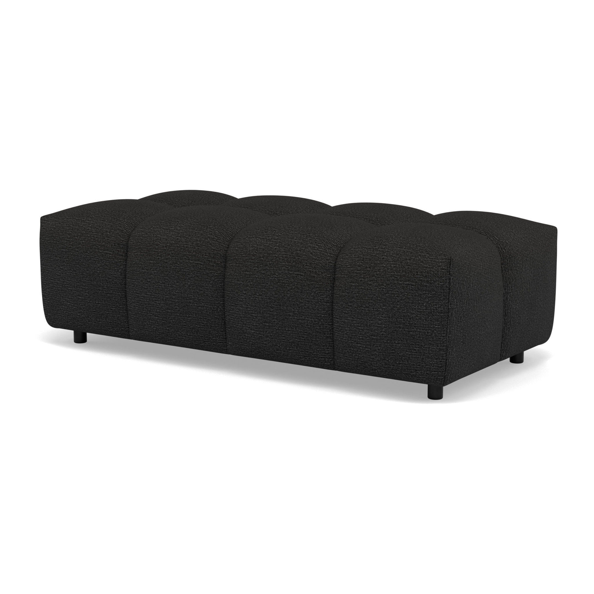 Adelaide - canapé d'angle réversible 4 places avec pouf d'appoint en tissu texturé - Noir
