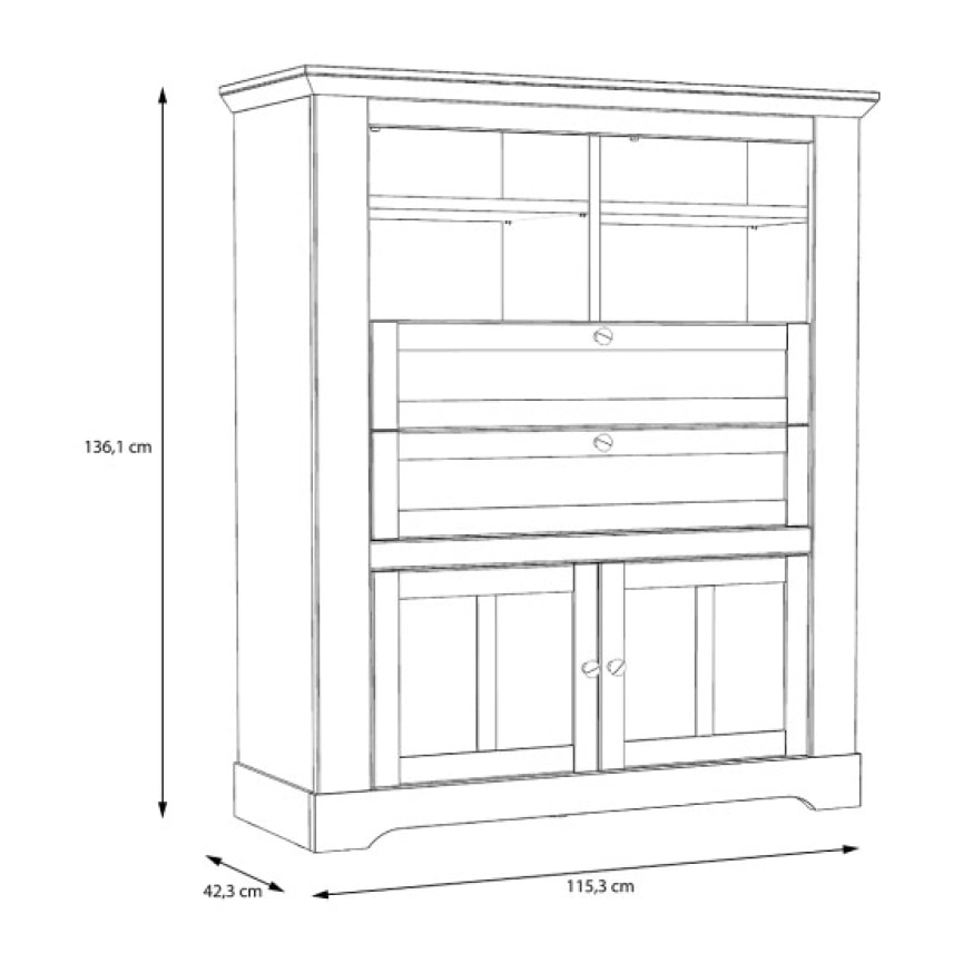 Buffet haut en bois effet chêne clair blanchi - ILONA
