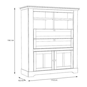 Buffet haut en bois effet chêne clair blanchi - ILONA