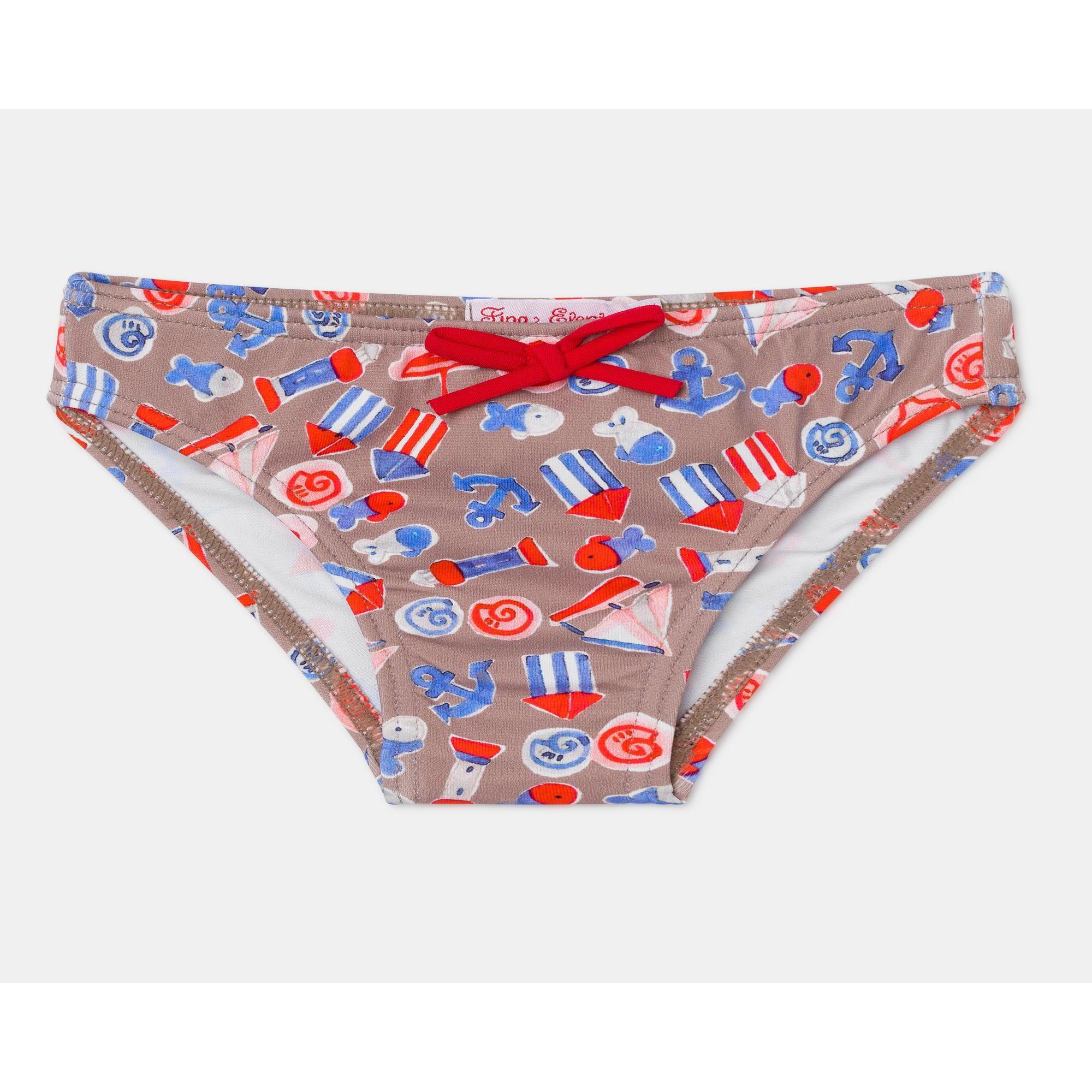 CULETIN MARRON CON DIBUJOS AZULES Y LAZO