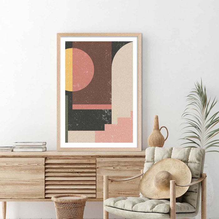 Poster minimal vintage Affiche + cadre en bois - Chêne