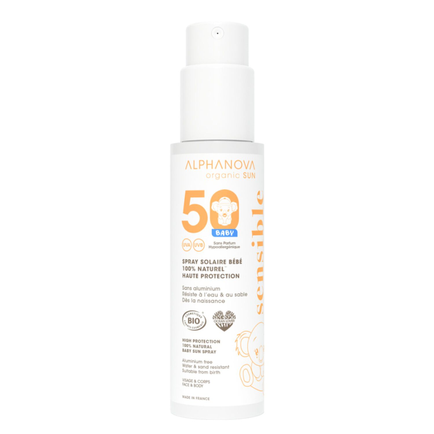 Bébé SPF50 - Spray Solaire Bébé 100% Naturel Bio