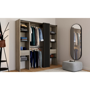 Dressing Justine extensible 120-180cm double colonne effet bois