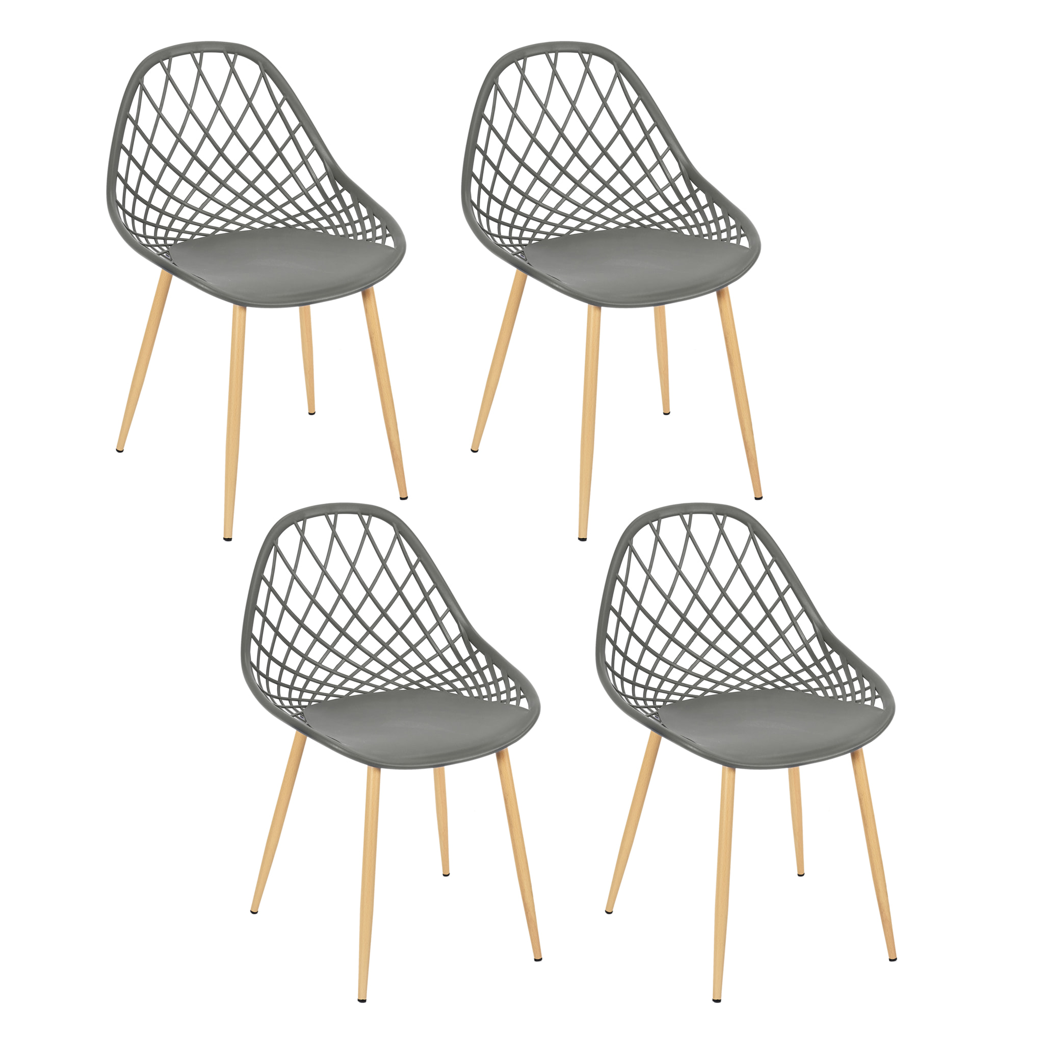 Chaise Exterieur Malaga Gris - Lot De 4