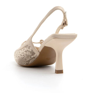 Slingback python-glam - BEIGE