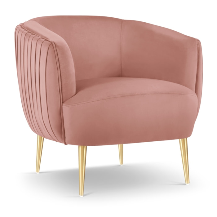 Fauteuil "Cyrille" en velours rose