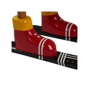 Statuette décorative Canard Skieur en Bois de Teck H. 18 cm – DAMAS