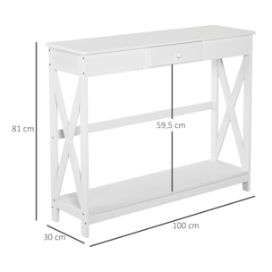 Mesa de Consola Clásica Entrada de Madera 100x30x81 cm Blanco