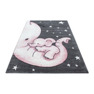 KIDS - Tapis enfant à motif elephant rose - KID0560ROS