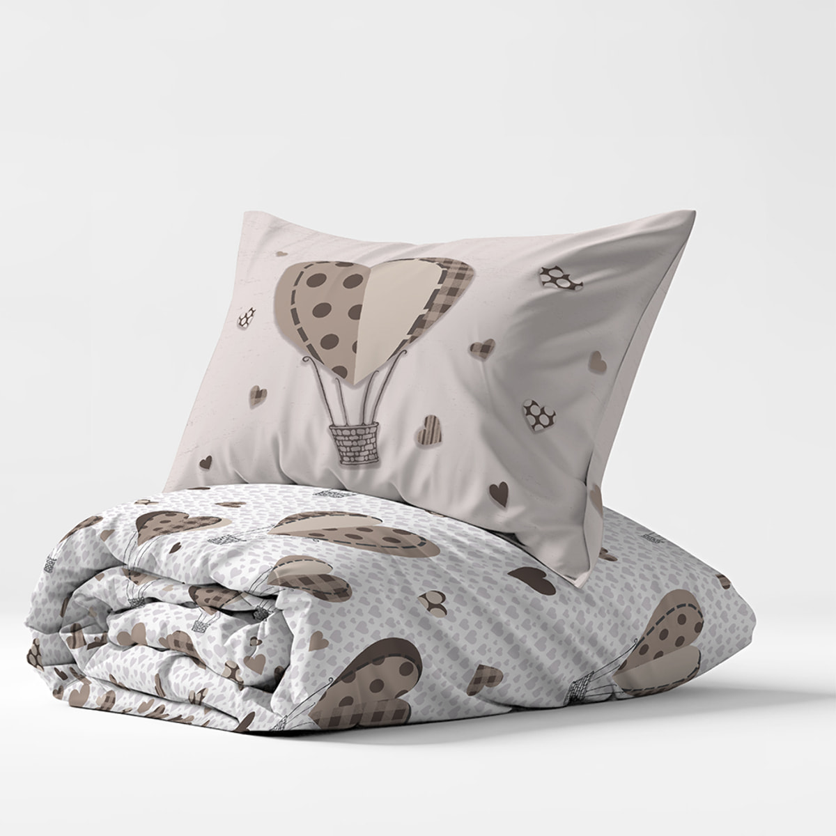 Parure copripiumino mongolfiera beige