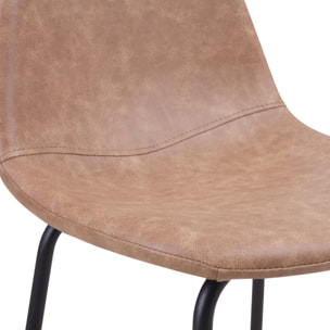 Lot de 2 chaises pour îlot central 65 cm en cuir synthétique taupe - Henrik