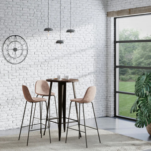 Lot de 2 chaises de bar 75 cm en cuir synthétique taupe - Henrik