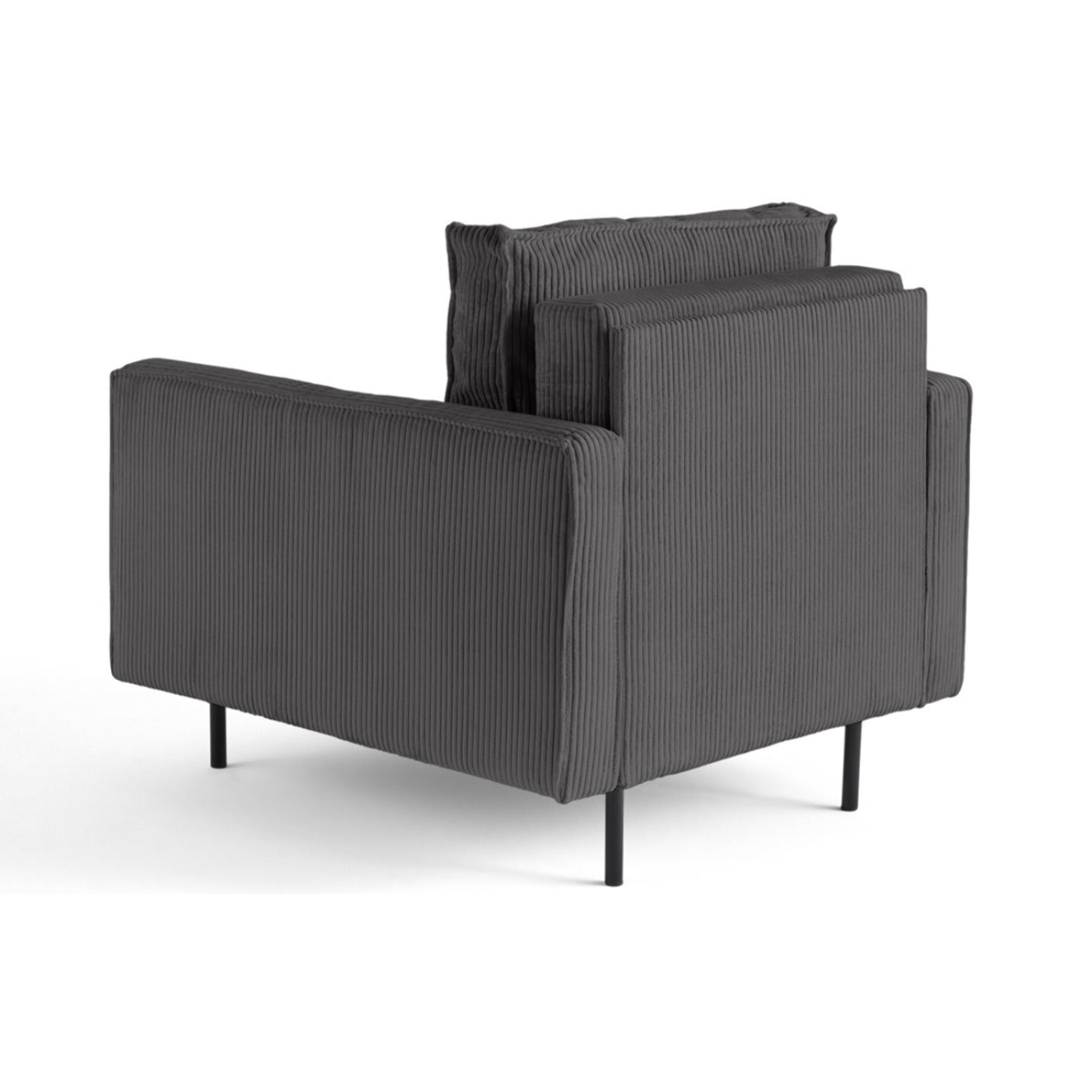 Charlie - fauteuil - pieds hauts - en velours côtelé - Gris foncé