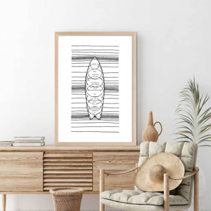 Poster surf géo Affiche + cadre en bois - Chêne