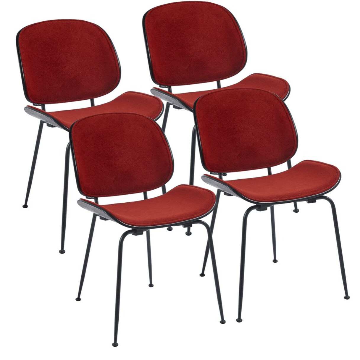 Set 4 sedie moderne in tessuto rosso con gambe in metallo - Elizabeth