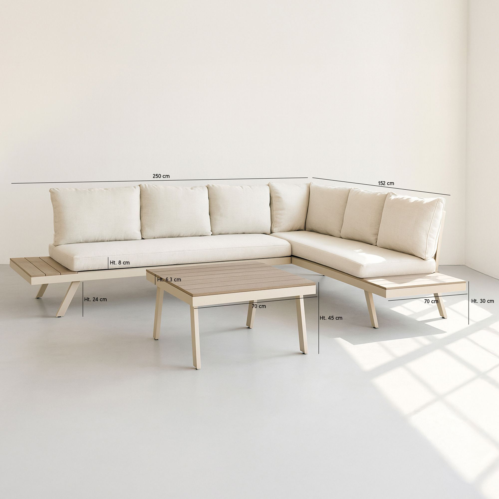 Salon de jardin 6 places en aluminium beige  CALVI