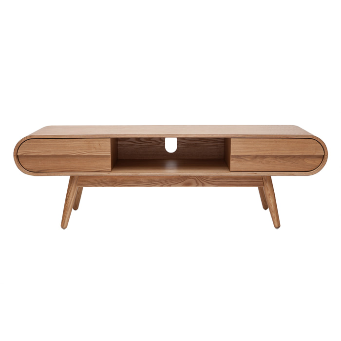 Meuble TV scandinave en bois clair 2 tiroirs L150 cm BALTIK