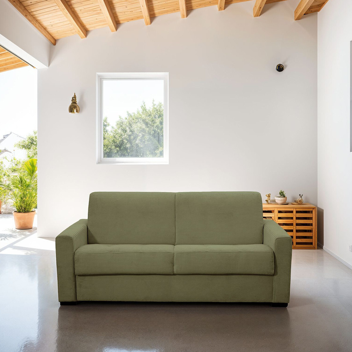 Canapé convertible express 3 places en velours côtelé - PALOMA