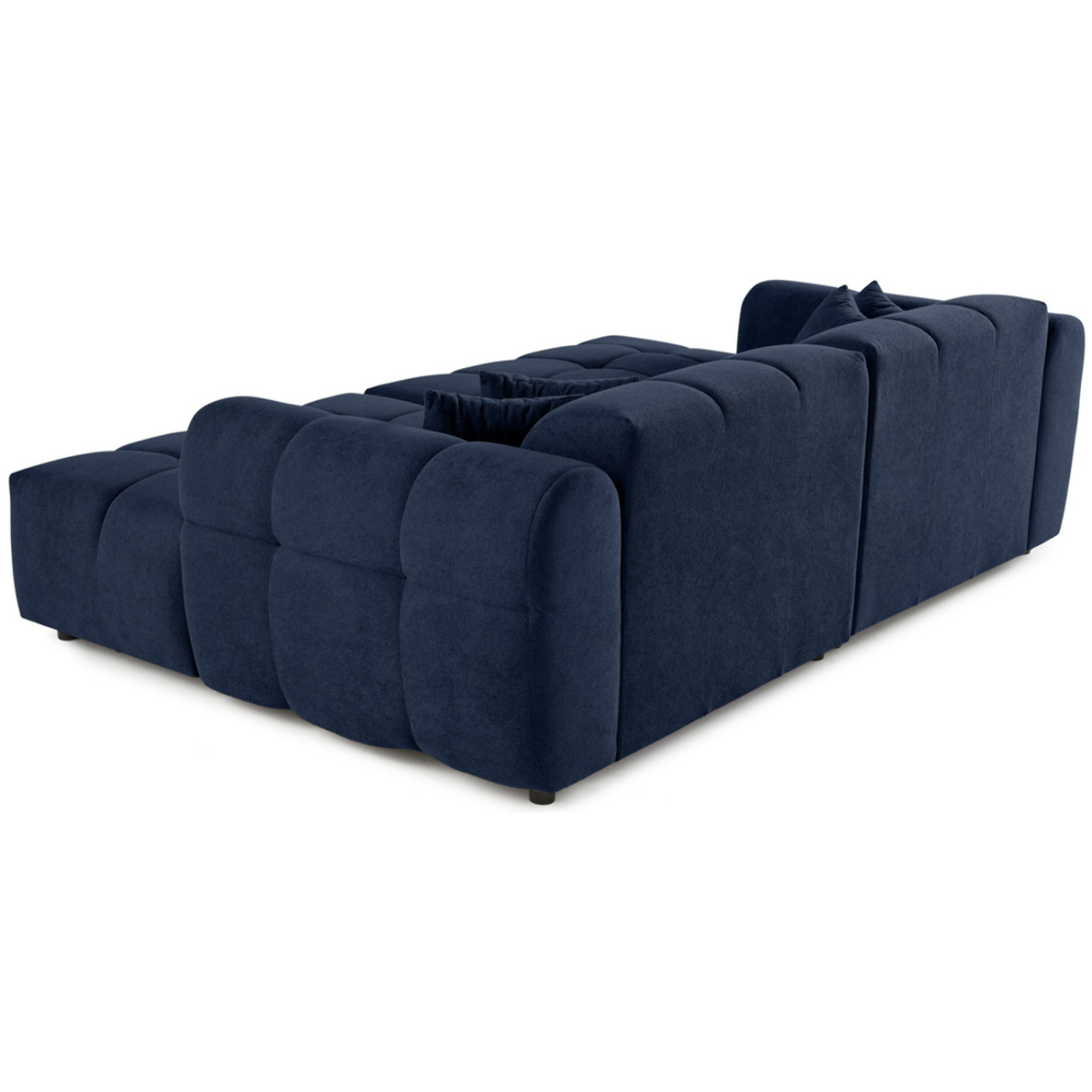 Ray - canapé droit 4 places avec double méridienne - assise profonde - en tissu texturé - Bleu