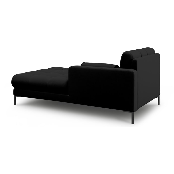 Méridienne droite "Bali" en tissu structurel noir