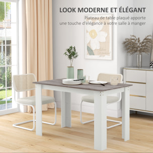 Table à manger grand plateau 4-6 personnes - dim. 120L x 69l x 75H cm - aspect bois gris blanc