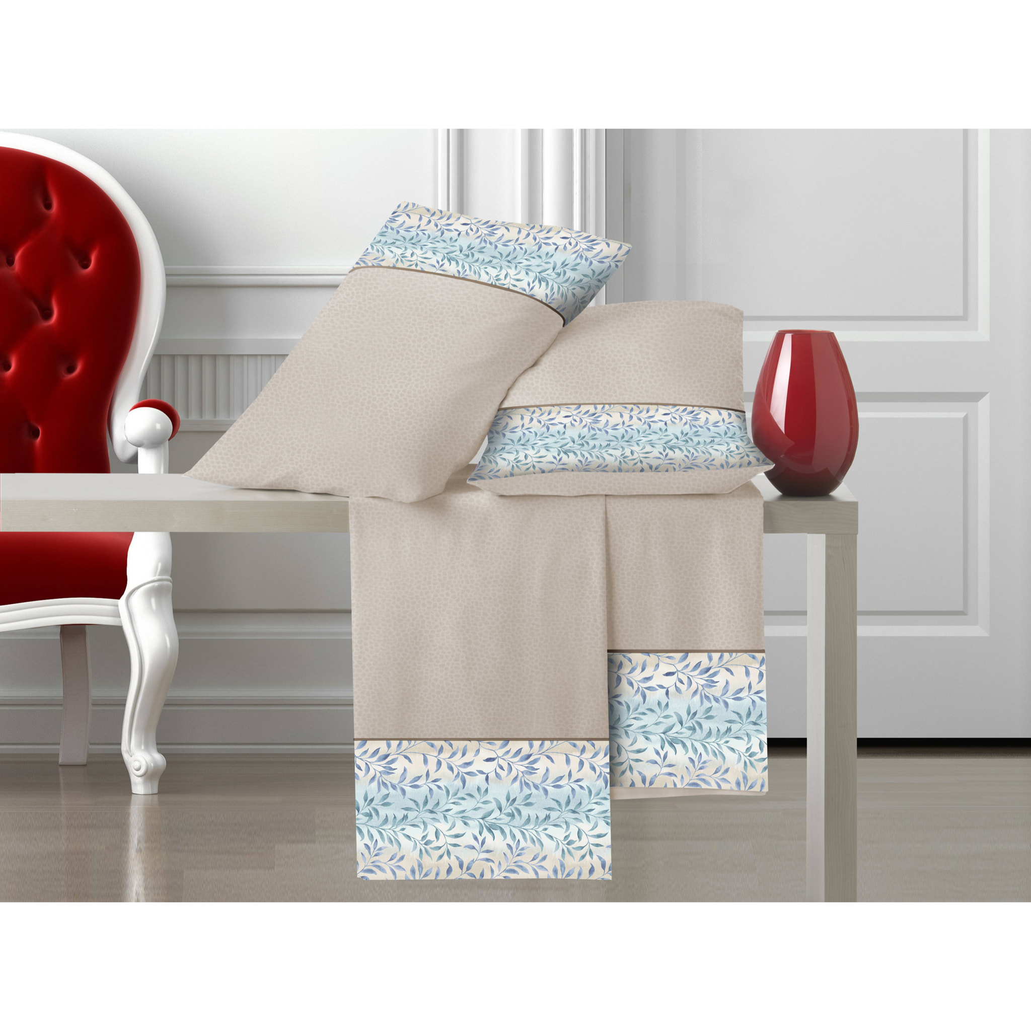 Completo letto Armonie IPERSAN Puro Cotone Felce Borbonese Beige