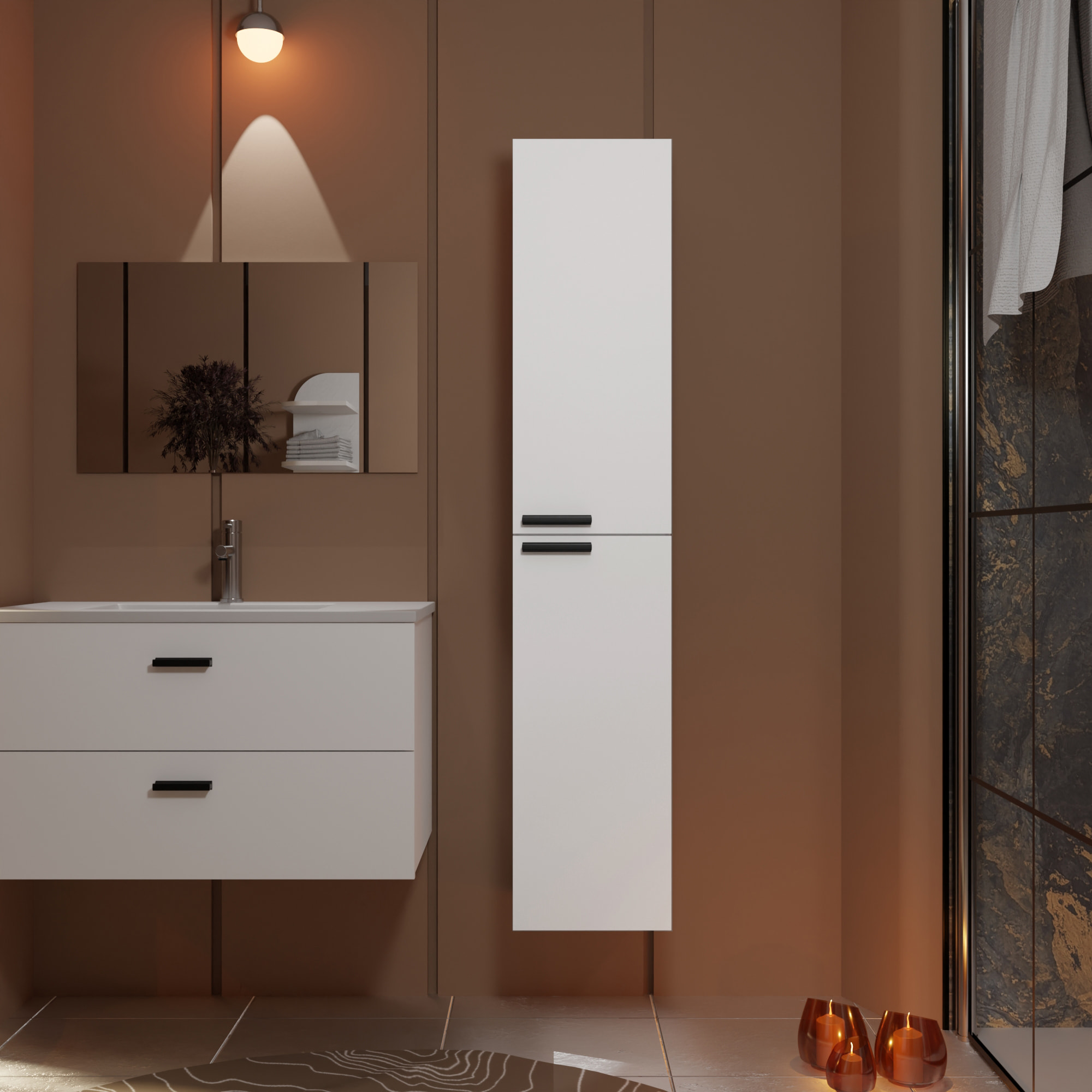 Colonne Blanche 30x30x150 cm - Bois MDF Blanc Brillant - BOX-IN