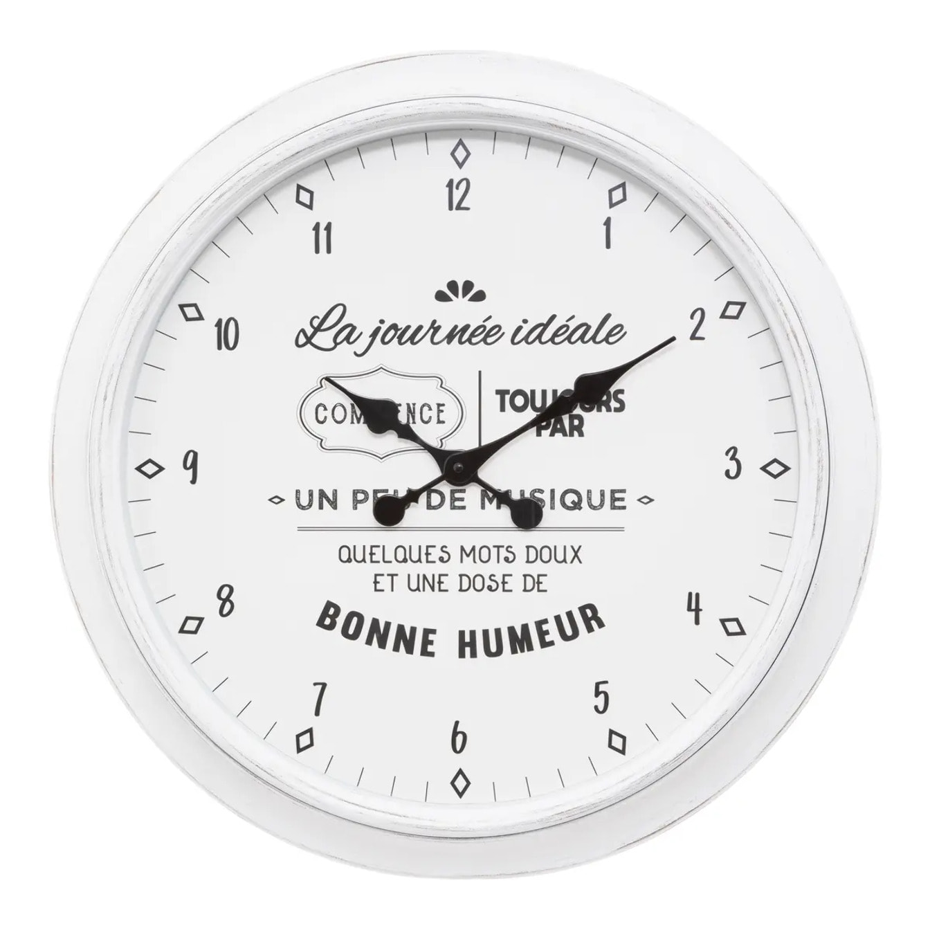 Horloge "Citation" - noir & blanc D60 cm