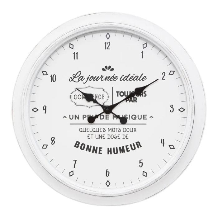 Horloge "Citation" - noir & blanc D60 cm