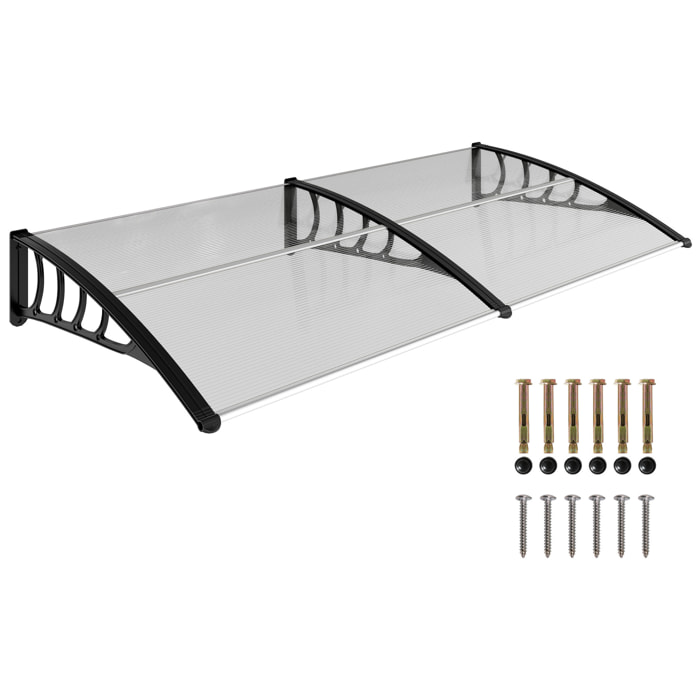 Marquesinas Exterior para Puertas y Ventanas 200x96x27 cm Tejadillo de Protección contra Sol y Lluvia con Soporte de Aleación de Aluminio PP Policarbonato Transparente
