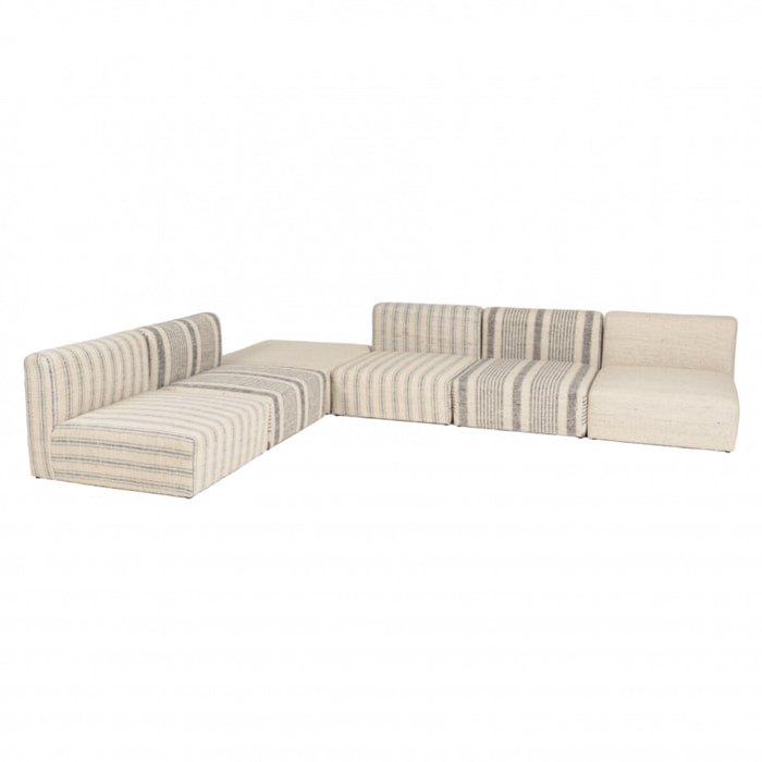 GLORIA - Canapé modulable 6 pièces en coton gris et beige