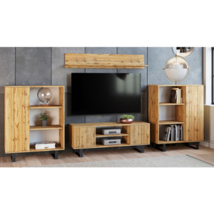 Mobile porta TV Focus in rovere e metallo nero