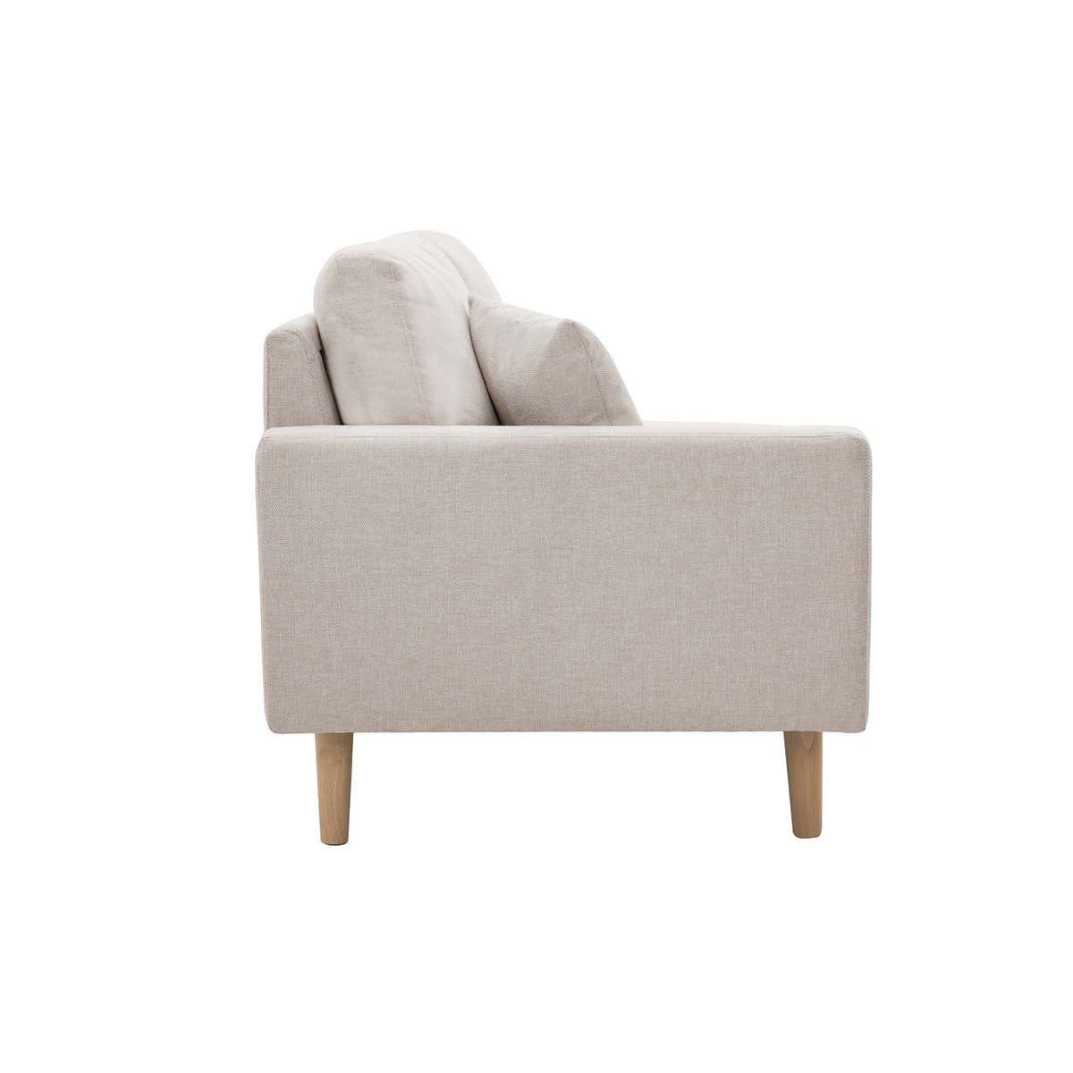 Méridienne scandinave en tissu effet velours texturé beige et bois clair BERTILLE