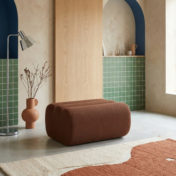Pouf, repose-pieds pour chauffeuse Nova bouclette texturée  NOVA