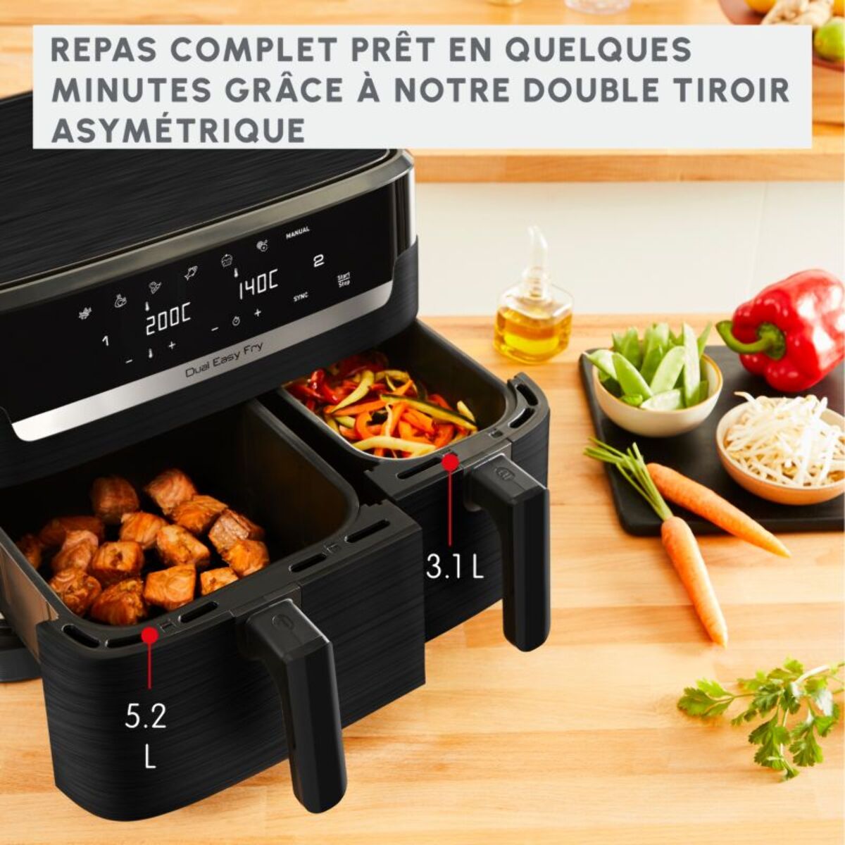 Friteuse sans huile MOULINEX Easy fry Dual XXL 8,3L EZ901N20