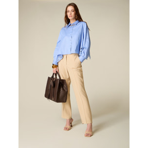 Oltre - Pantalones chinos en mezcla de viscosa - Beige