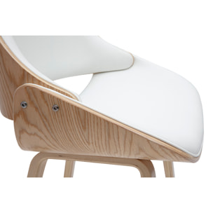 Tabourets de bar design blancs et bois clair H70 cm (lot de 2) CLASH